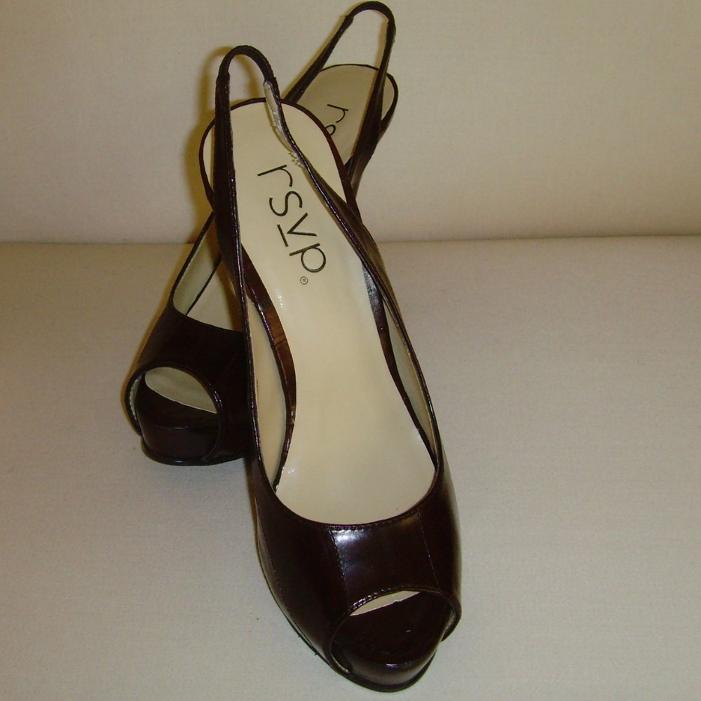 RSVP High Heel Open-Toe Sling Backs NEW Dk Brown